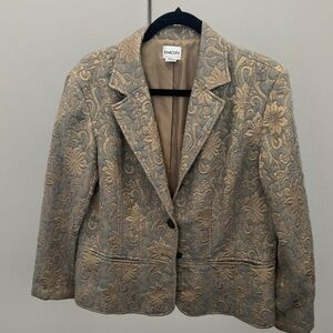 NWOT Chico’s Jacquard Jacket Blazer Blue and Gold size 2 - L